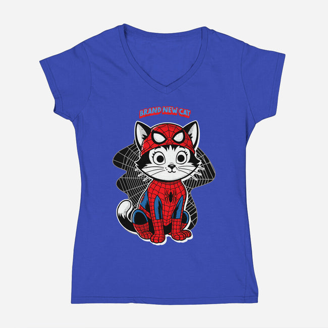 Brand New Cat-Womens-V-Neck-Tee-palmstreet