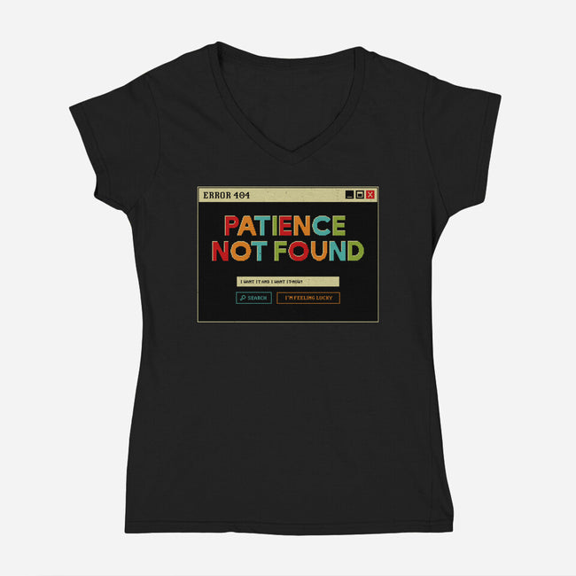 Patience Not Found-Womens-V-Neck-Tee-tobefonseca