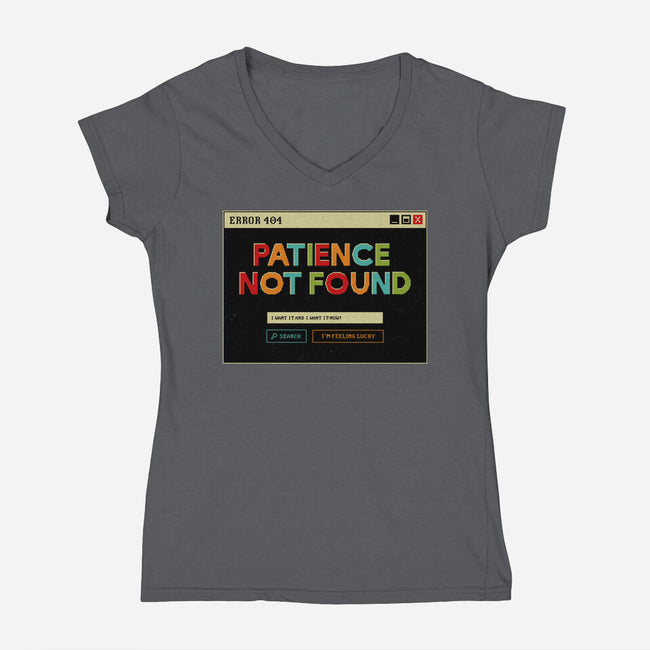 Patience Not Found-Womens-V-Neck-Tee-tobefonseca