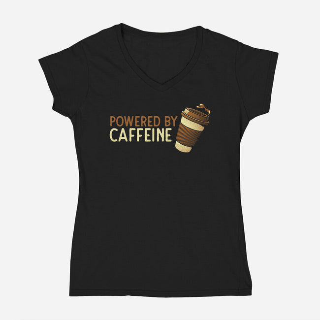 Powered By Caffeine-Womens-V-Neck-Tee-tobefonseca
