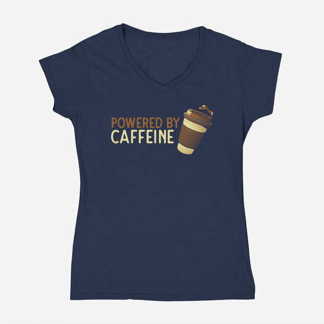Powered By Caffeine-Womens-V-Neck-Tee-tobefonseca