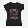Books Cats And No Regrets-Womens-V-Neck-Tee-tobefonseca