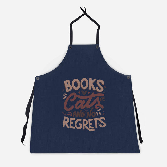 Books Cats And No Regrets-Unisex-Kitchen-Apron-tobefonseca