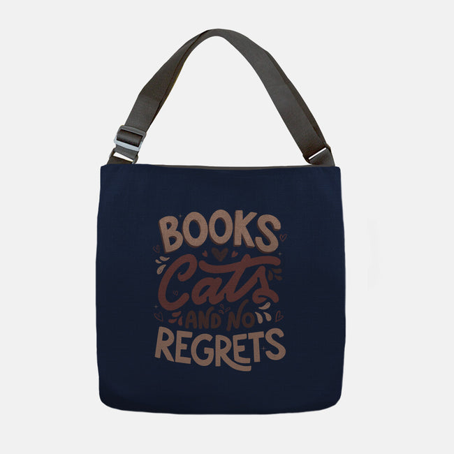 Books Cats And No Regrets-None-Adjustable Tote-Bag-tobefonseca
