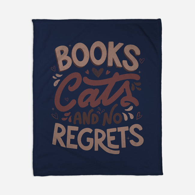 Books Cats And No Regrets-None-Fleece-Blanket-tobefonseca