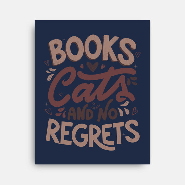 Books Cats And No Regrets-None-Stretched-Canvas-tobefonseca