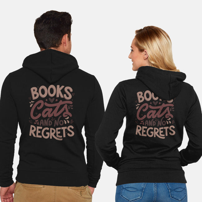 Books Cats And No Regrets-Unisex-Zip-Up-Sweatshirt-tobefonseca