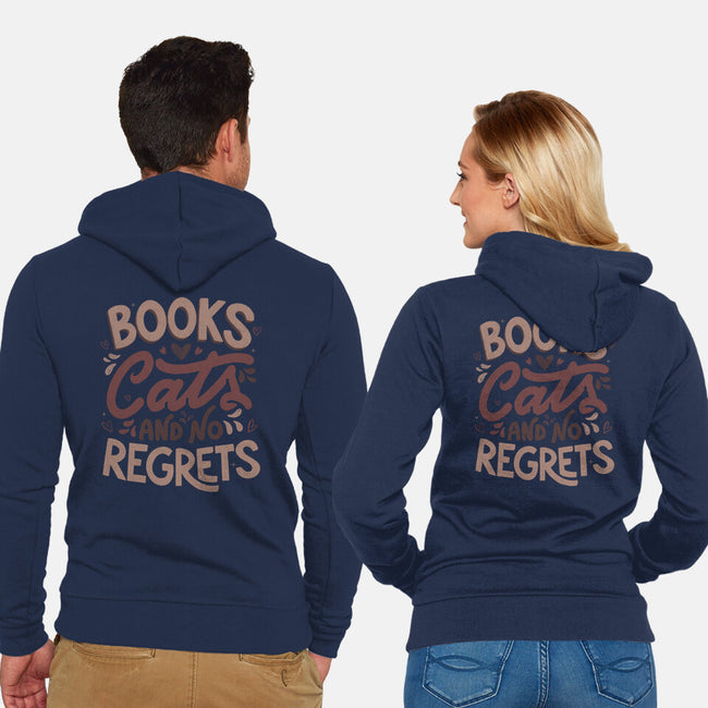 Books Cats And No Regrets-Unisex-Zip-Up-Sweatshirt-tobefonseca