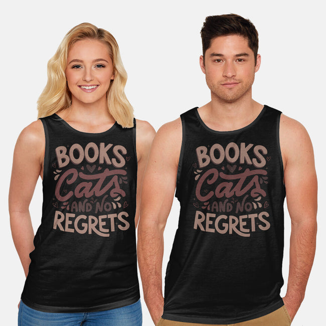 Books Cats And No Regrets-Unisex-Basic-Tank-tobefonseca