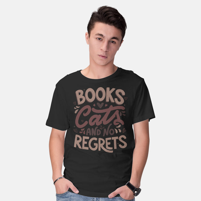 Books Cats And No Regrets-Mens-Basic-Tee-tobefonseca