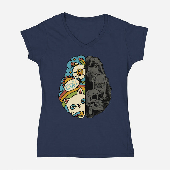 My Brain Childlike Wonder-Womens-V-Neck-Tee-tobefonseca