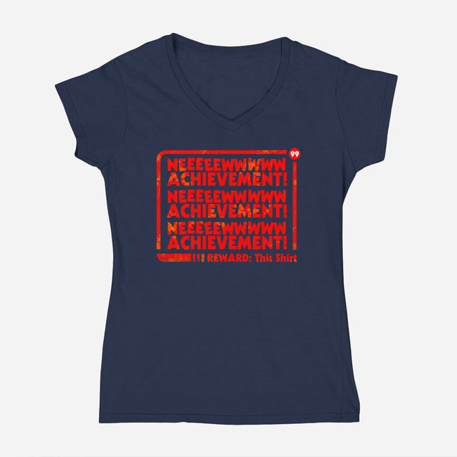 New Achievement DCC-Womens-V-Neck-Tee-rocketman_art