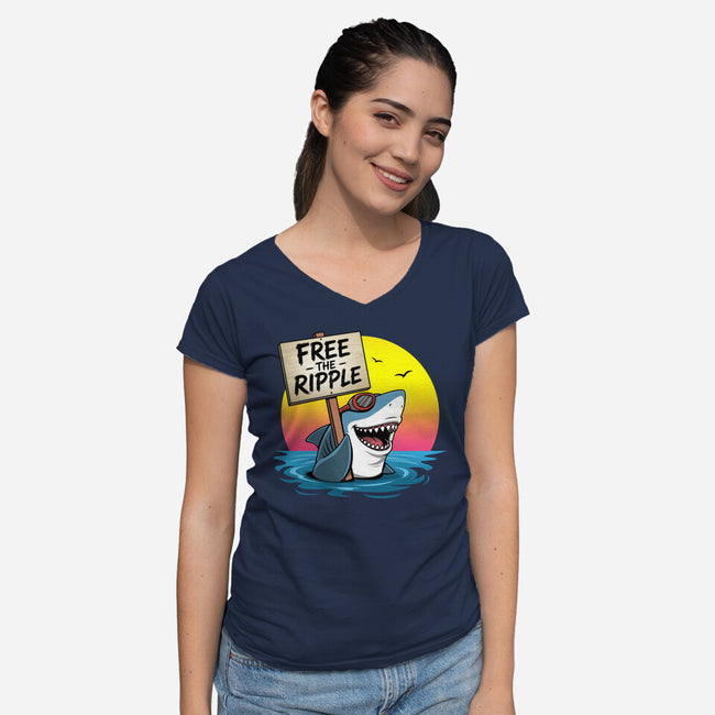 Free The Ripple-Womens-V-Neck-Tee-Boggs Nicolas
