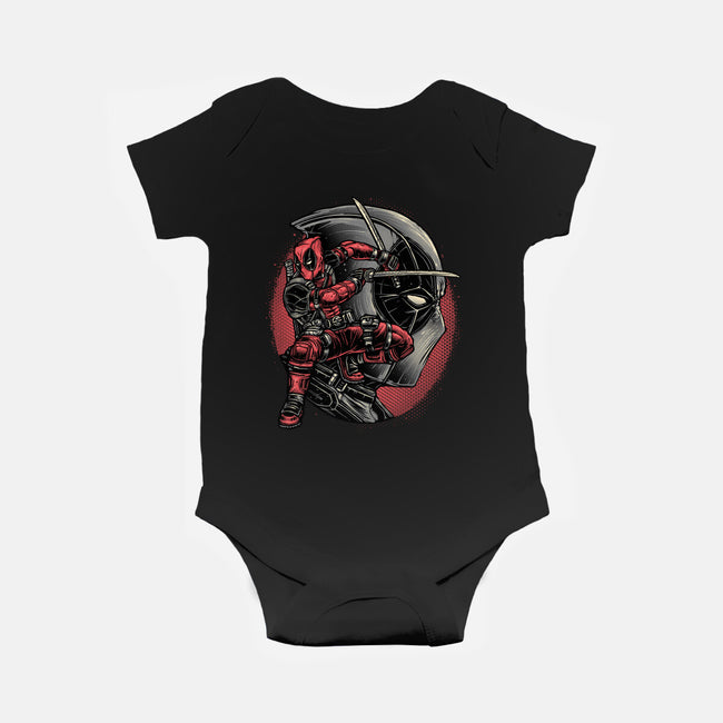 Mercenary In Red-Baby-Basic-Onesie-glitchygorilla