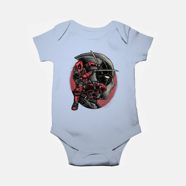 Mercenary In Red-Baby-Basic-Onesie-glitchygorilla