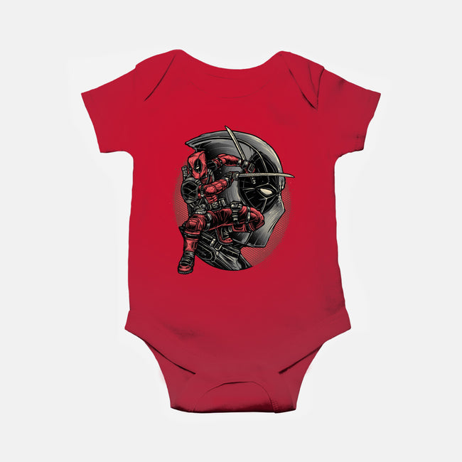 Mercenary In Red-Baby-Basic-Onesie-glitchygorilla