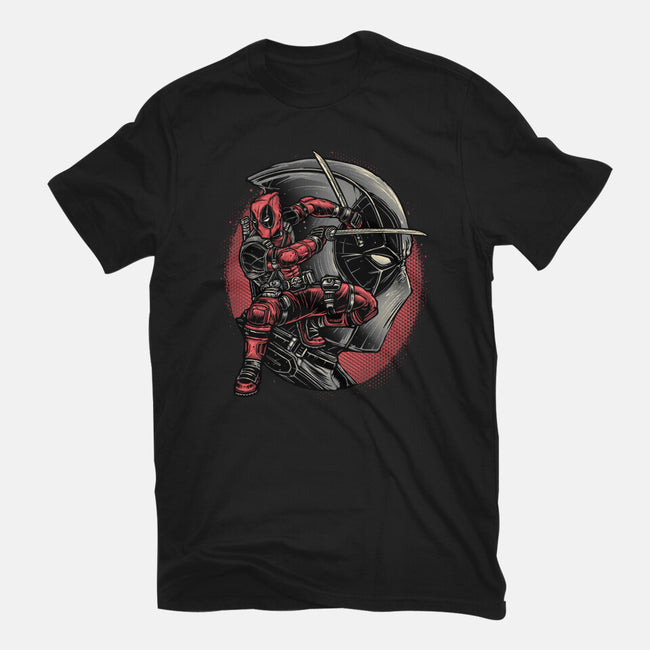 Mercenary In Red-Womens-Fitted-Tee-glitchygorilla