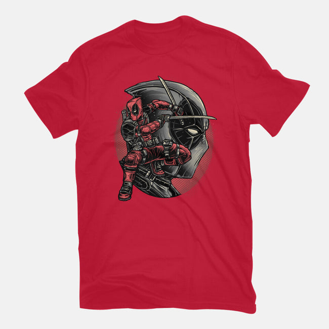 Mercenary In Red-Unisex-Basic-Tee-glitchygorilla