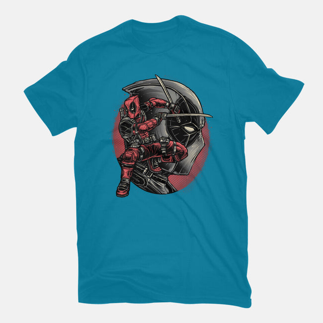 Mercenary In Red-Womens-Fitted-Tee-glitchygorilla