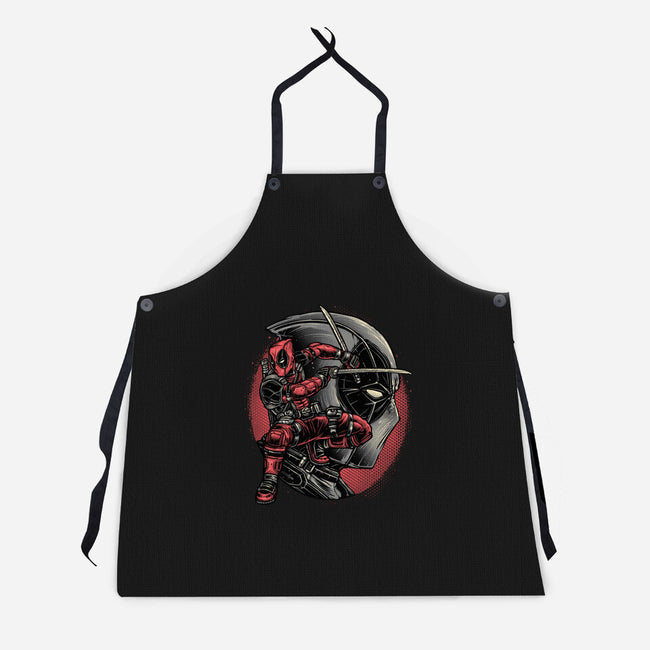Mercenary In Red-Unisex-Kitchen-Apron-glitchygorilla