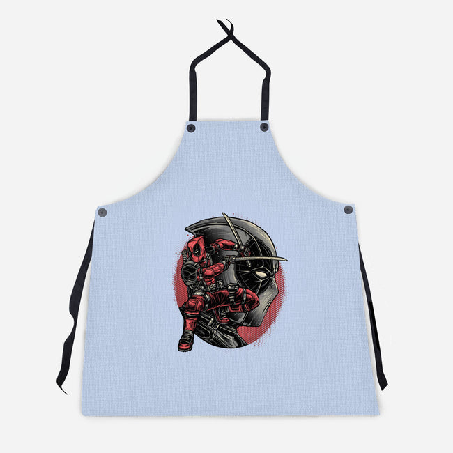 Mercenary In Red-Unisex-Kitchen-Apron-glitchygorilla