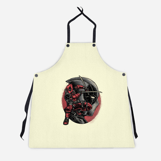 Mercenary In Red-Unisex-Kitchen-Apron-glitchygorilla