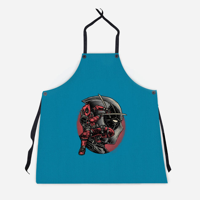 Mercenary In Red-Unisex-Kitchen-Apron-glitchygorilla