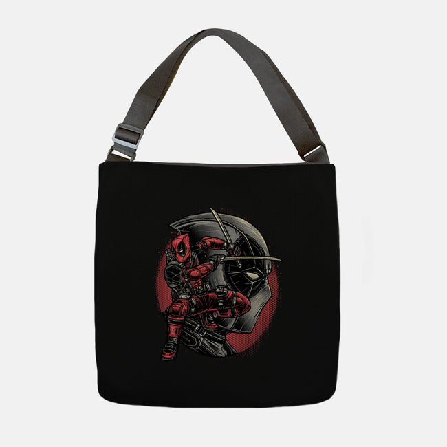 Mercenary In Red-None-Adjustable Tote-Bag-glitchygorilla