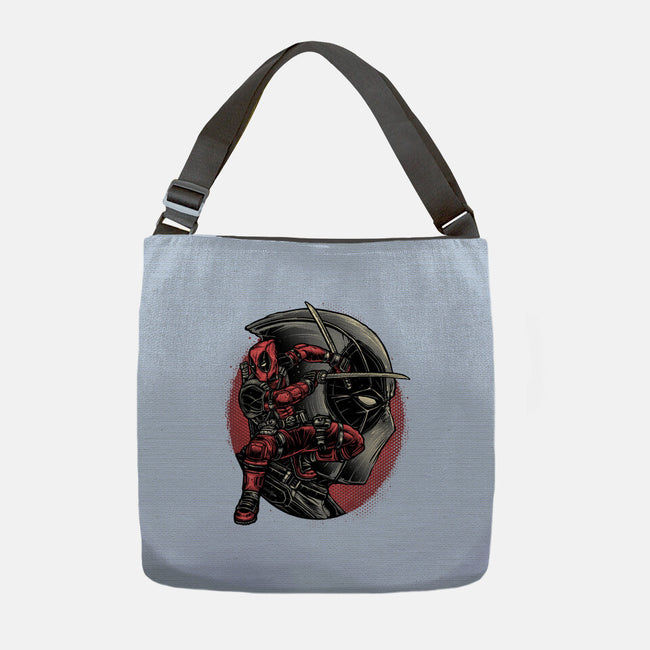 Mercenary In Red-None-Adjustable Tote-Bag-glitchygorilla