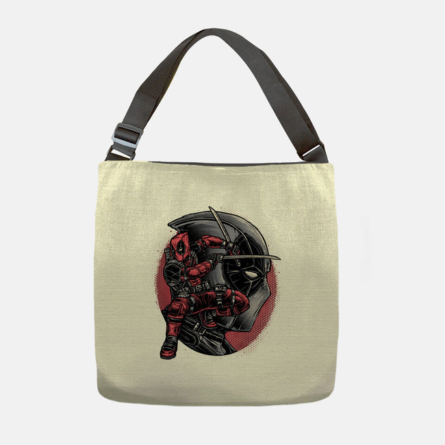 Mercenary In Red-None-Adjustable Tote-Bag-glitchygorilla