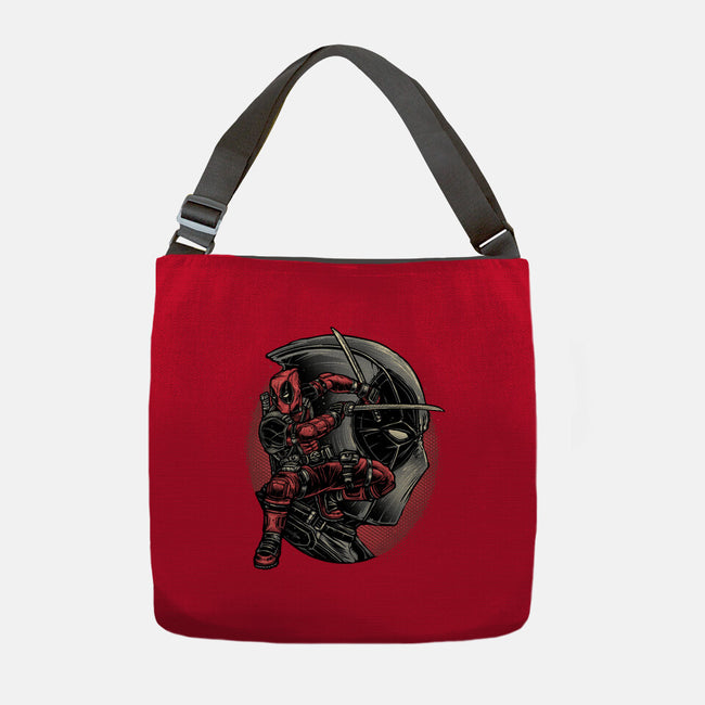 Mercenary In Red-None-Adjustable Tote-Bag-glitchygorilla