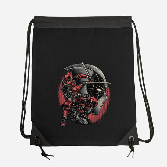 Mercenary In Red-None-Drawstring-Bag-glitchygorilla