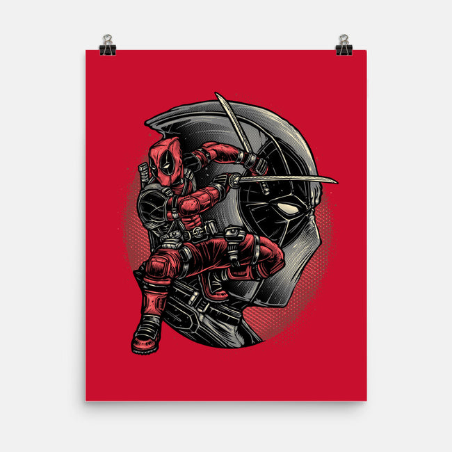 Mercenary In Red-None-Matte-Poster-glitchygorilla