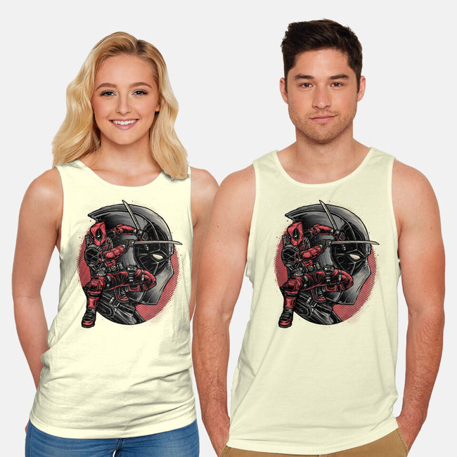 Mercenary In Red-Unisex-Basic-Tank-glitchygorilla