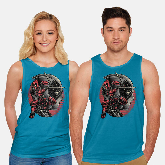 Mercenary In Red-Unisex-Basic-Tank-glitchygorilla