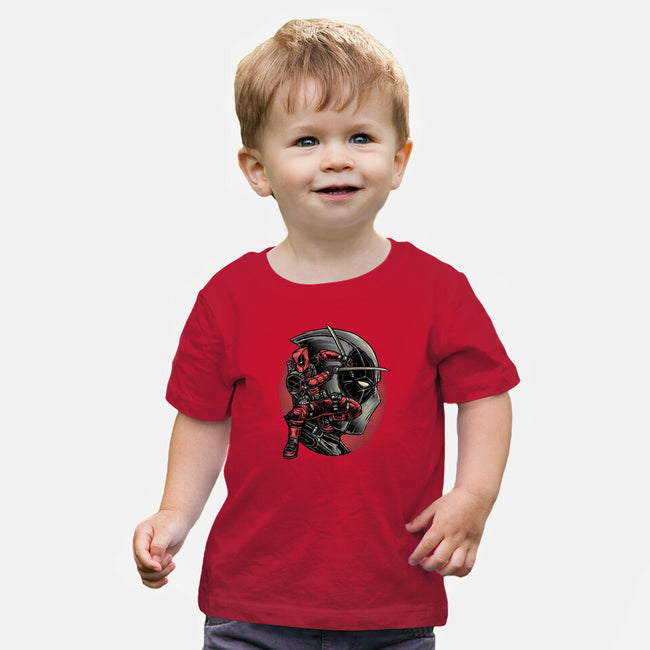 Mercenary In Red-Baby-Basic-Tee-glitchygorilla