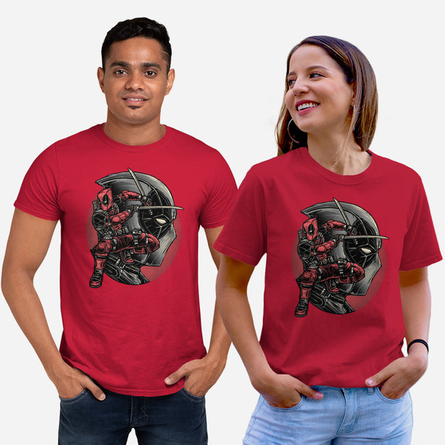 Mercenary In Red-Unisex-Basic-Tee-glitchygorilla