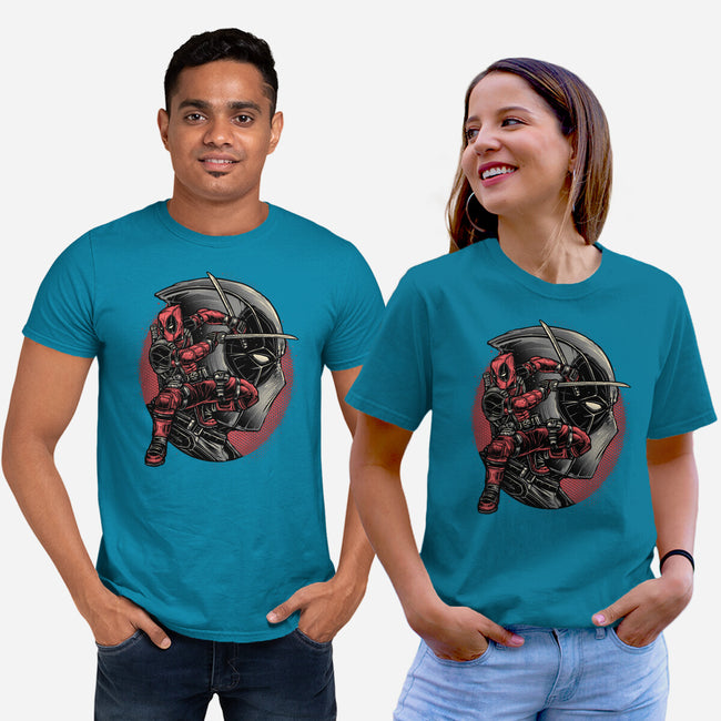 Mercenary In Red-Unisex-Basic-Tee-glitchygorilla
