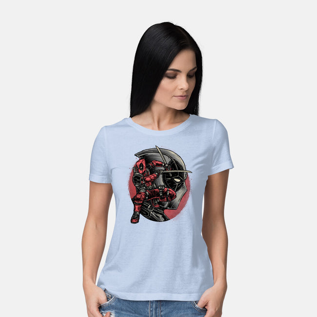 Mercenary In Red-Womens-Basic-Tee-glitchygorilla