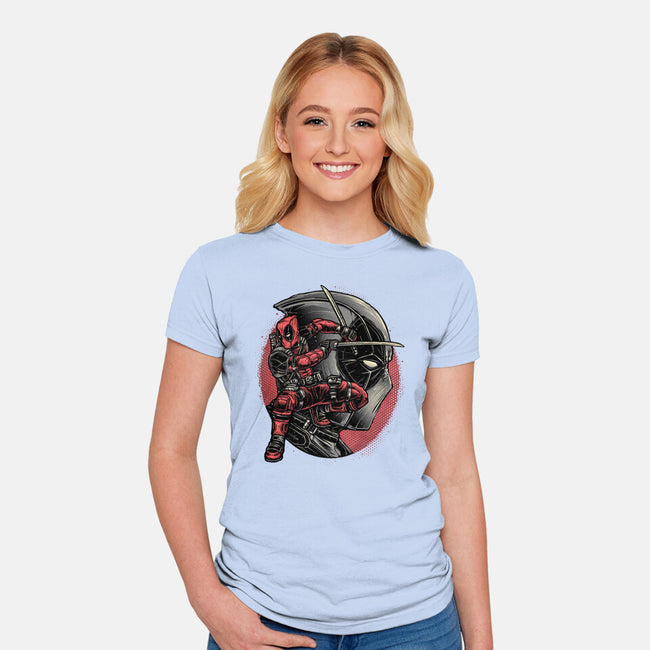 Mercenary In Red-Womens-Fitted-Tee-glitchygorilla