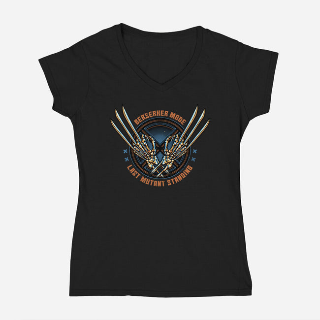 Last Mutant Standing-Womens-V-Neck-Tee-glitchygorilla