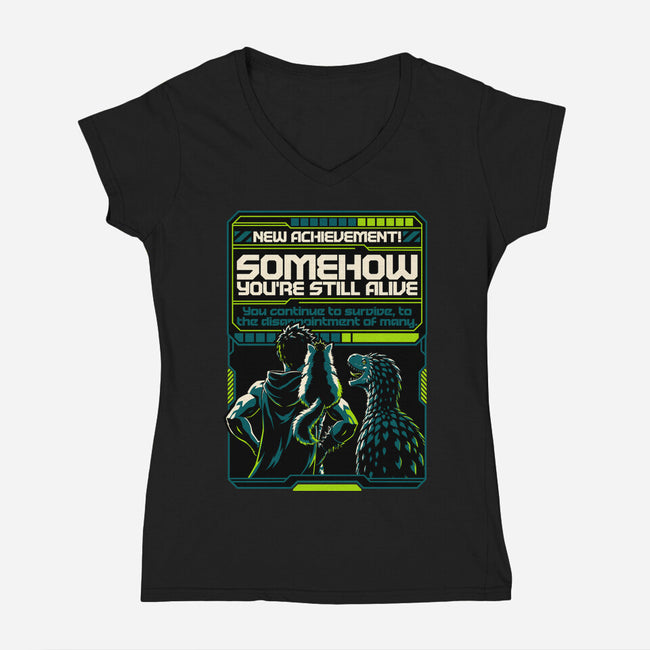 Dungeon Crawler Achievement-Womens-V-Neck-Tee-Studio Mootant