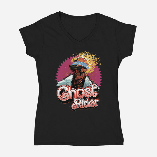 Ghost Ken-Womens-V-Neck-Tee-Astrobot Invention