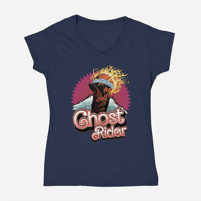 Ghost Ken-Womens-V-Neck-Tee-Astrobot Invention