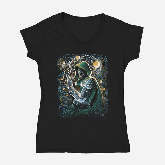 Starry Doom-Womens-V-Neck-Tee-zascanauta