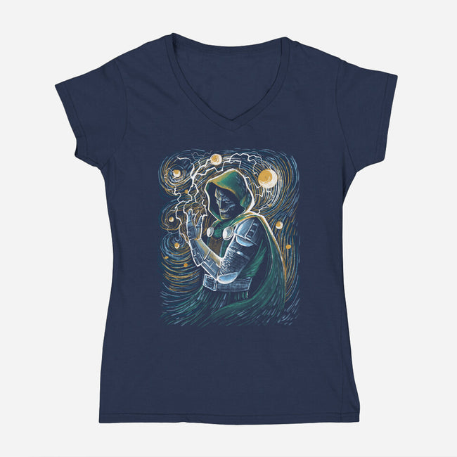 Starry Doom-Womens-V-Neck-Tee-zascanauta