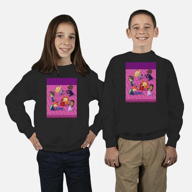 Happiness Is A Secret You Would Die For-Youth-Crew Neck-Sweatshirt-DrawnByBryan