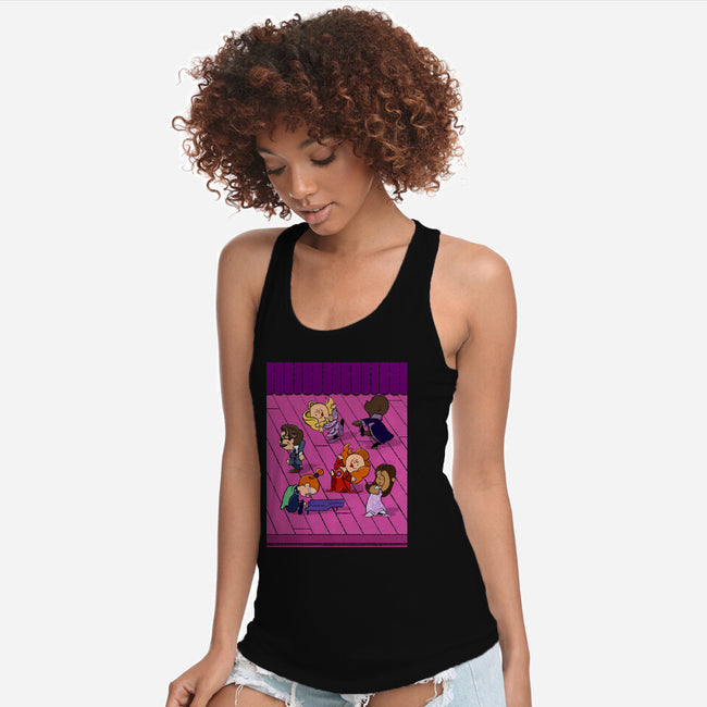Happiness Is A Secret You Would Die For-Womens-Racerback-Tank-DrawnByBryan
