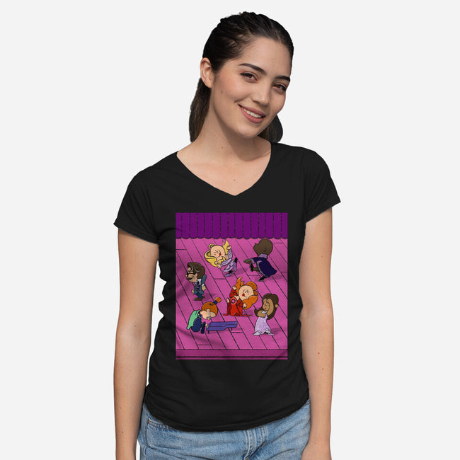 Happiness Is A Secret You Would Die For-Womens-V-Neck-Tee-DrawnByBryan