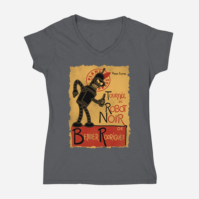 Le Robot Noir-Womens-V-Neck-Tee-Barbadifuoco